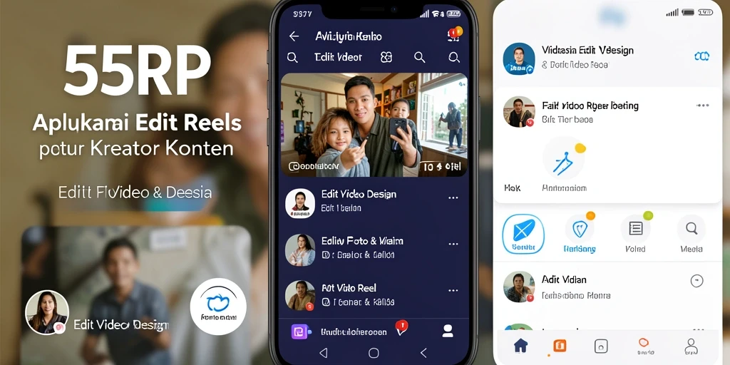 Antarmuka aplikasi 55RP untuk editing video Reels yang menarik.