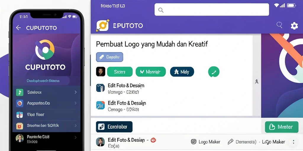 Antarmuka pengguna CUPUTOTO untuk desain logo yang intuitif dan menarik.