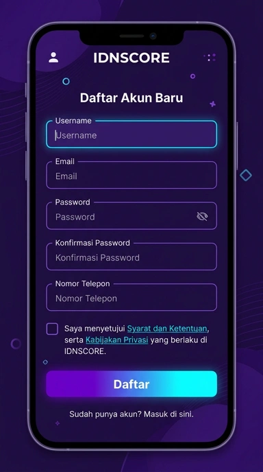 Tampilan halaman daftar idnscore