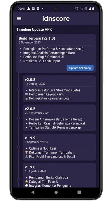 Tampilan riwayat versi idnscore